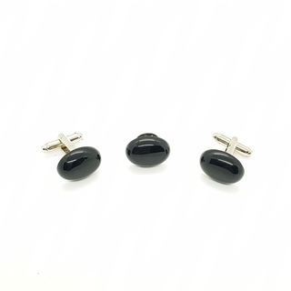 Enrico Marinelli Black Cufflinks with suit pin