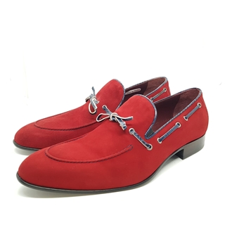 Enrico Marinelli Mens Formal Smart Casual Party Slip On Fine Suede Knot Red Shoes
