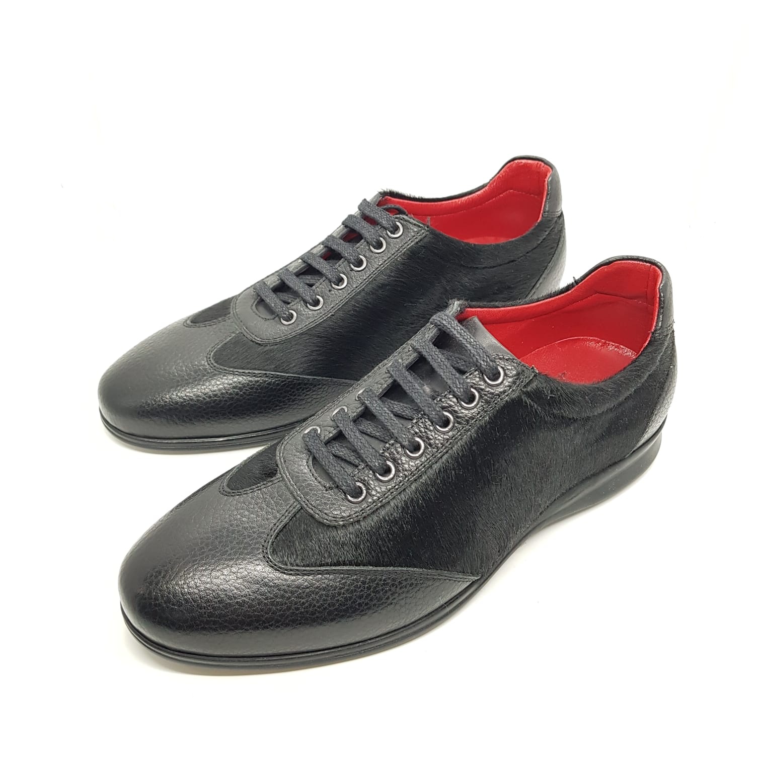 Enrico Marinelli Mens Formal Black Leather Lace-up with Short Fur Shoes ...