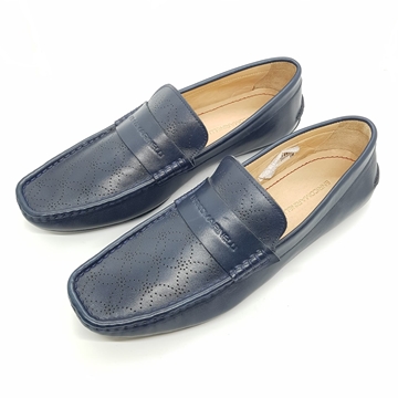 Enrico Marinelli Mens Leather Casual Loafer Navy Blue Shoes