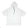 White Solid Oversize Hoodie with Short Sleeves and Pocket