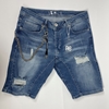 Men's Blue Jeans Ripped Short with Chain