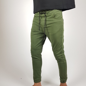 Military Green Cotton Lace Up Jogger Pants