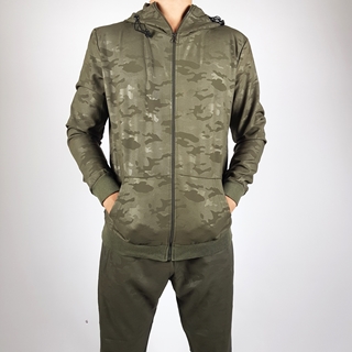 Long Sleeves Men Hoodie Tracksuit Military Design in Black and Green