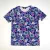 Men Regular Purple Short Sleeves T-shirt with Flower Design 