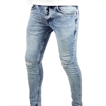 Men Faded Blue Ripped Jeans