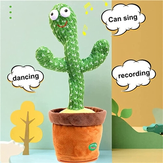 Wriggle Dancing Plush Cactus Toy with Funny Electronic Repeat Voice and Birthday song for Kids and Adults