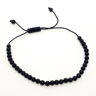 3mm Black Onyx Natural Stone Bracelets for Women and Men Round Beads