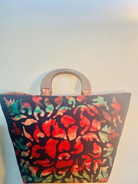 Red Color printed Batik Handbag