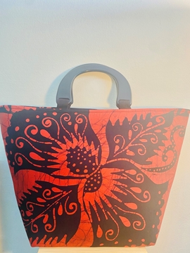 Batik Orange & Black Printed Handbag