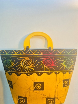 Batik Yellow and Black Print Handbag
