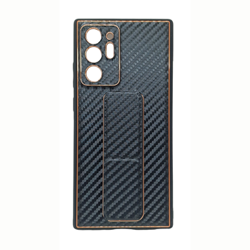 Samsung Note 20 Ultra Magnetic Case Black Carbon Fiber Design With Stand Wrist Strap