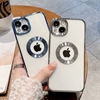 Luxury Transparent Plating Logo Hole Case Glass Camera Protector Cover for iPhone 12 / 13 Pro and Pro Max