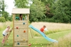 PLUM® WOODEN LOOKOUT TOWER WITH MONKEY BARS AND SWINGS