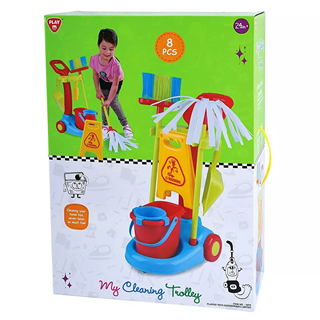 PLAYGO MY CLEANING TROLLEY - 8 PCS